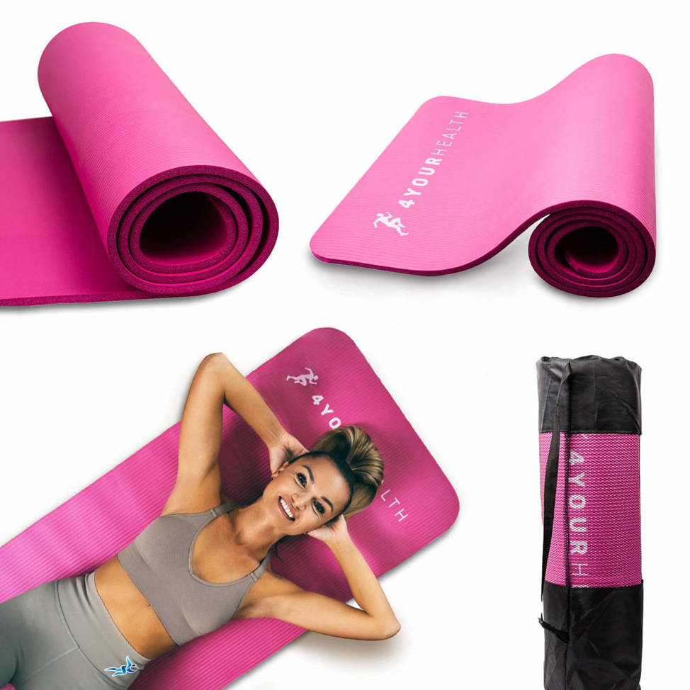 Mata do ćwiczeń jogi i fitness 1cm różowa